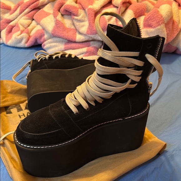 LIKE NEW UNIF Vintage Punk Grunge Black Platform ‘Nobody’ Lace-Up Shoes Rare 8 - Picture 4 of 9